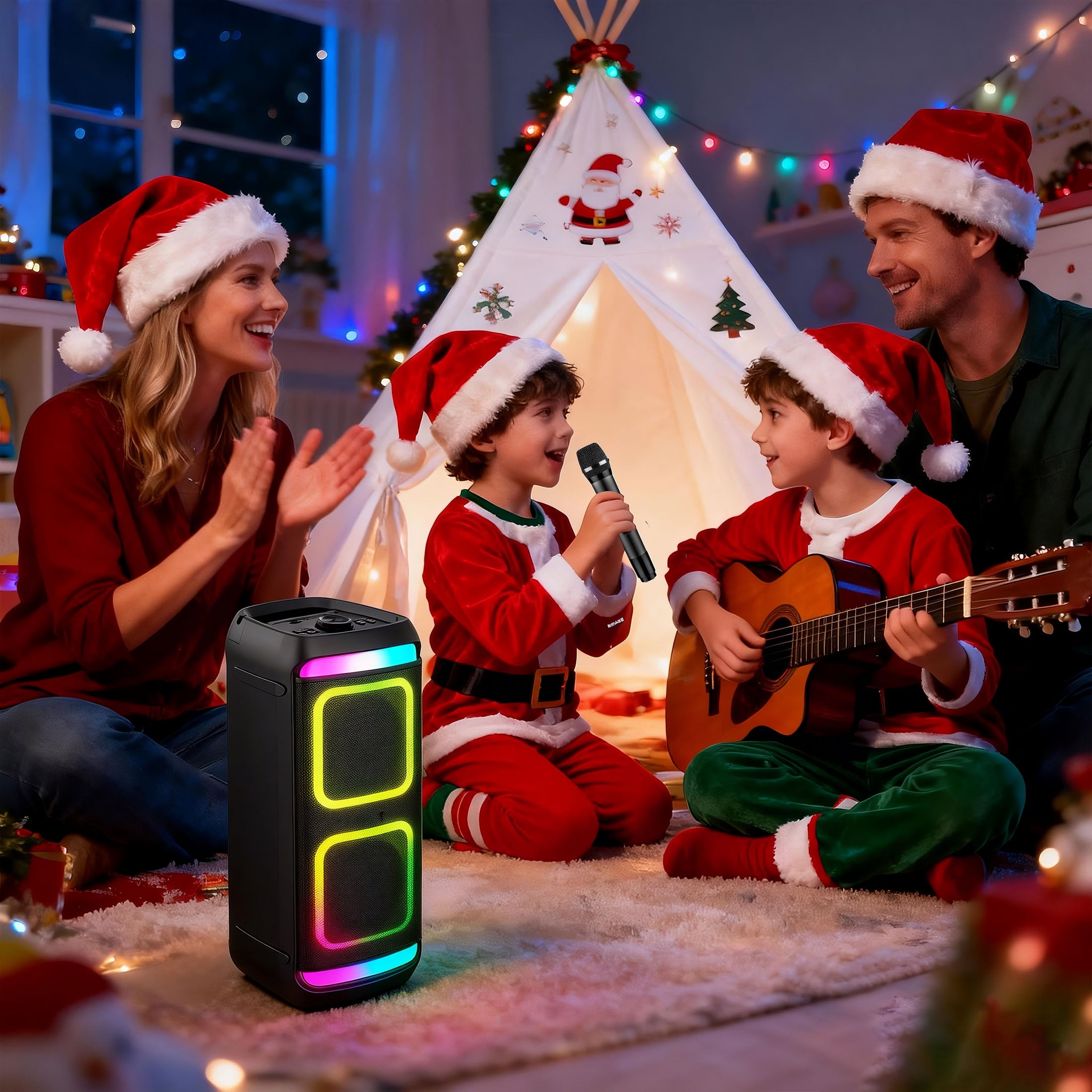 16.73" Karaoke Machine for Adult & Kids, Home Karaoke System with Microphone, Portable Bluetooth Party Speaker, Christmas Birthday Gifts
