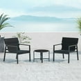 thumbnail image 2 of Grand Patio Outdoor Indoor 3-Piece Bistro Set with Mesh Sling Armchairs, Conversation Set with Side Table, Weather-Resistant Aluminum, Mesh Sling, Black, 2 of 9