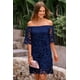 thumbnail image 5 of Vestido PRETTYGARDEN Azul Marino Mini con Encaje Floral y Hombros Descubiertos L, 5 of 8