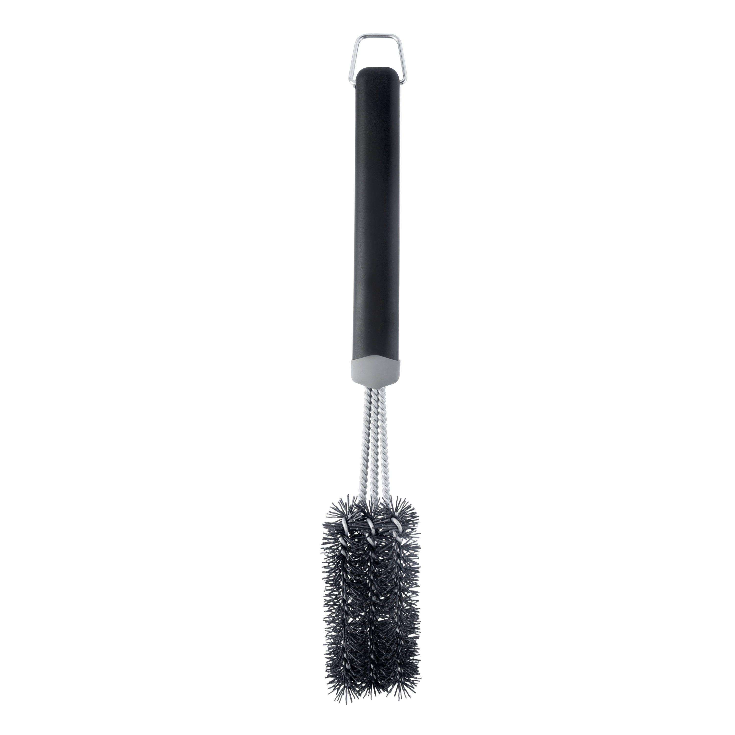 Expert Grill Stainless Steel and Nylon 3-Head Grill Brush, Black & Gray