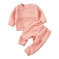 thumbnail image 2 of SGFCWSX Baby Girls Fall Outfit Fleece Athletic Sets 2 Piece Skinny Sweatpants and Sweatshirts Set Pink Size 6 Months, 2 of 9