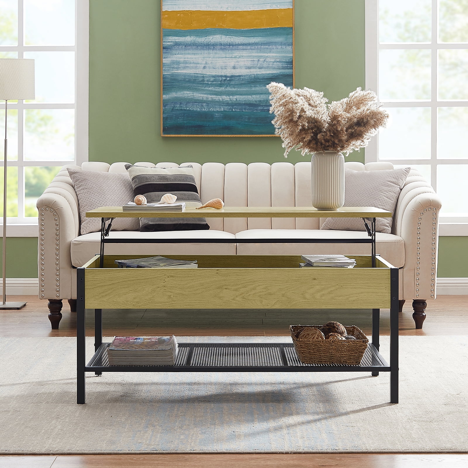 Kadyn Wood Lift Top Coffee Table with Lower Shelf, Living Room Table Side, Pop Up Coffee Table for Living Room, Apartment, Walnut Kadyn Wood Lift Top Coffee Table with Lower Shelf, Living Room Table Side, Pop Up Coffee Table for Living Room, Apartment, Walnut