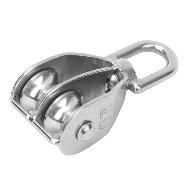 Polea de doble rueda, 2 piezas de polea de elevación de acero inoxidable 304, polea de metal, valor excepcional Jadeshay A