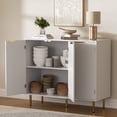 thumbnail image 5 of Fluted Buffet Sideboard with 3 Doors, Modern Accent Cabinet with Adjustable Shelves, Kitchen Storage with Golden Handles, Coffee Bar for Kitchen, Dining Room, White, 5 of 10