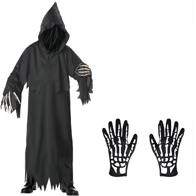 Disfraz de Halloween para Hombre, Túnica de Grim Reaper Disfraz de Halloween Adulto Unisex Juego de Rol de Halloween JFHHH pequeña