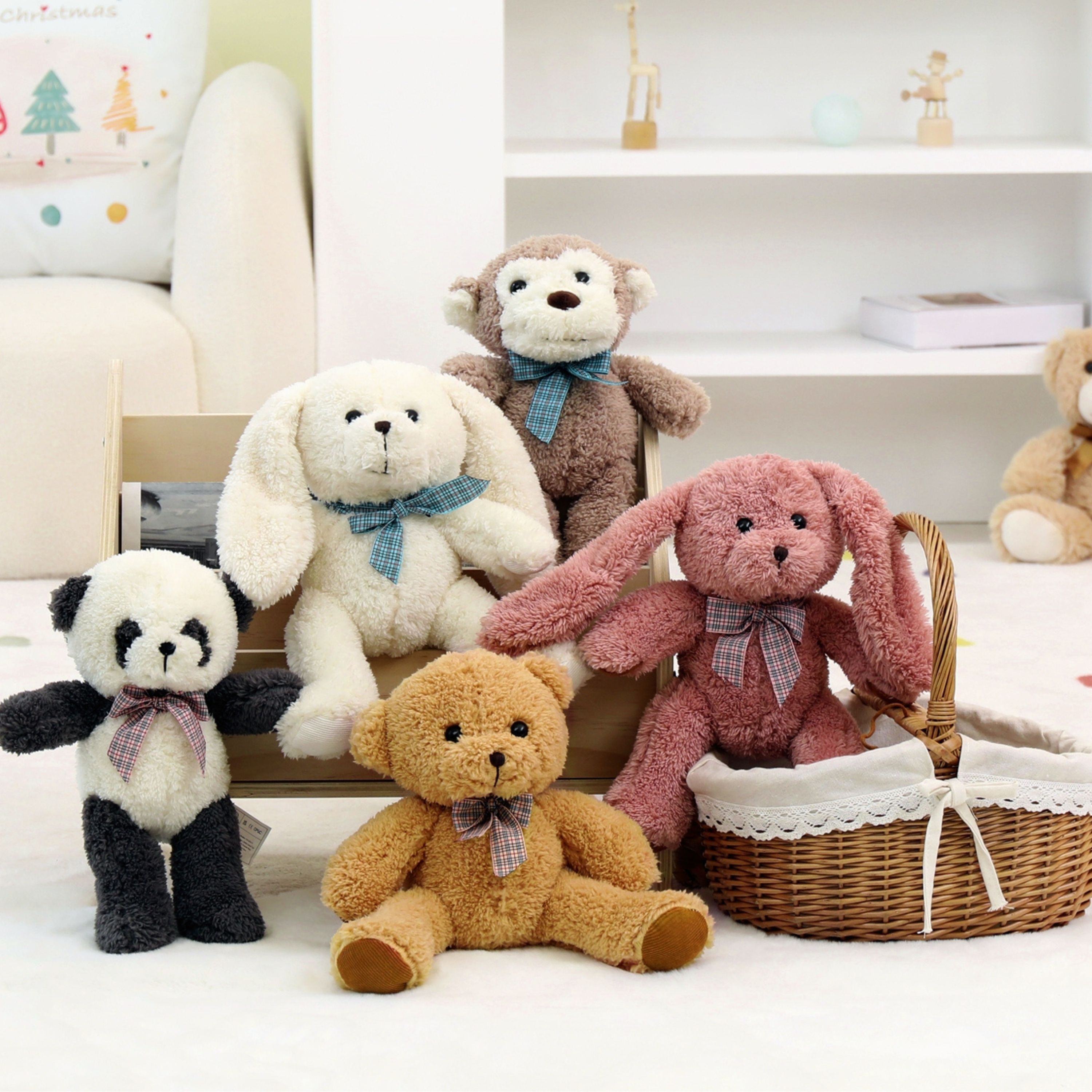 MaoGoLan 5 Paquetes de 12.5" Peluches Variados: Oso, Mono, Panda, Conejo (5 Paquetes, 5 Colores) 3
