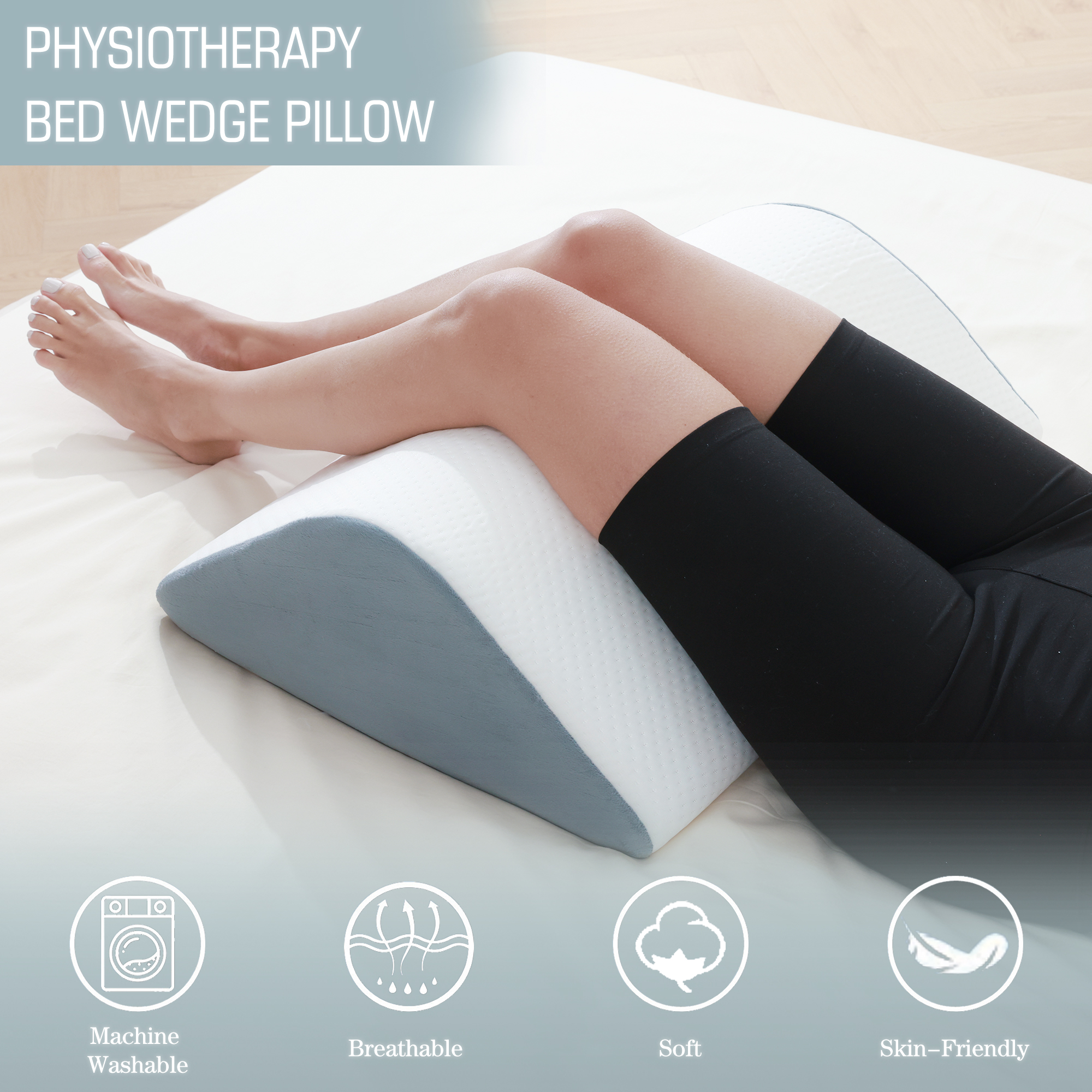 Wedge Pillow for Knee Bed Wedge for Sleeping, Wedge Pillow for Legs Post Surgery, Triangle Pillow Wedge for Knee Support, Leg Elevation Knee Hip Back Pain Relief