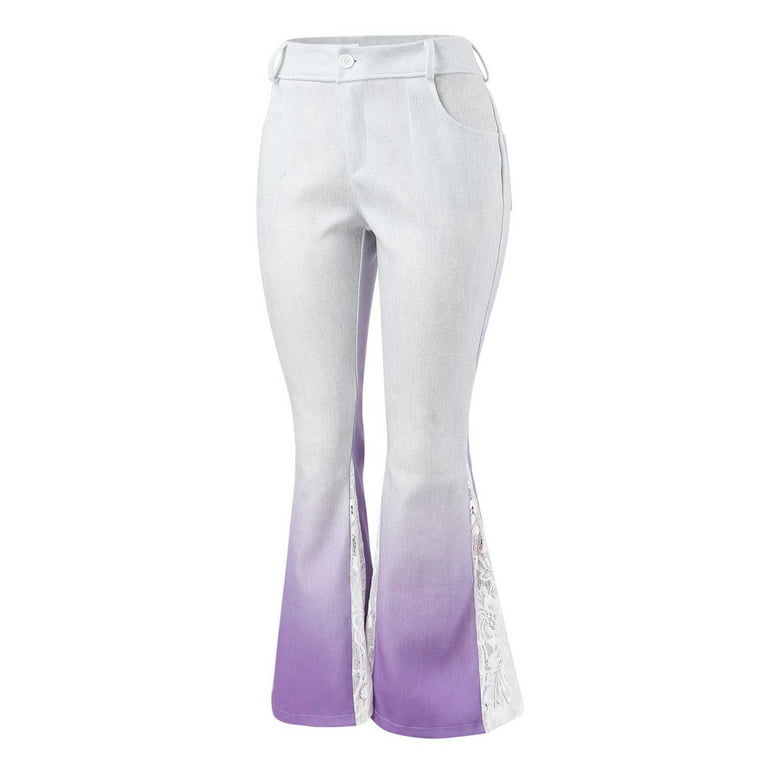  SHENHE Women's Color Block High Waisted Jeans Straight Leg  Denim Pants with Pockets Purple White 10-11Y: Clothing, Shoes & Jewelry