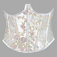 thumbnail image 4 of KHONTS,Lace up Corset Bustier Floral Printed Wide Underbust Corset Belt Clothing Dress Waist Belt for Women White S, 4 of 9