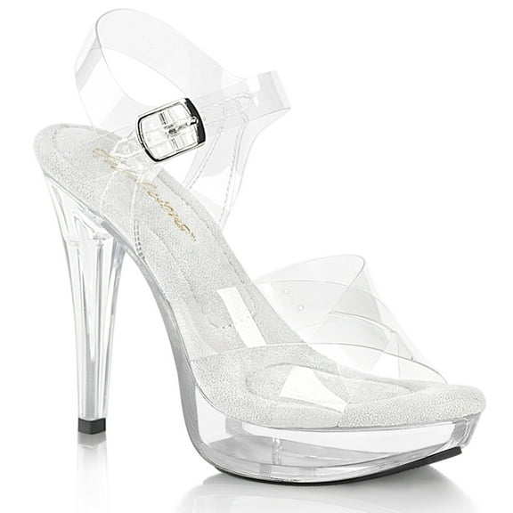 Fabulicious COCKTAIL-507 Women's 5" Heel Platform Criss Cross Ankle Strap Clear Shoes Sandals