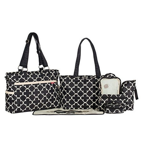 Collection Baby Diaper Stacker - SoHo Collection, Charlotte 9 pieces Diaper Tote Bag set *Limited time offer *(CLASSIC BLACK)