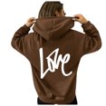 thumbnail image 1 of Gibobby Sudadera con capucha mujer, Sudadera corta con capucha para mujer, manga larga, forro polar, ropa de otoño(Café,CH), 1 of 5