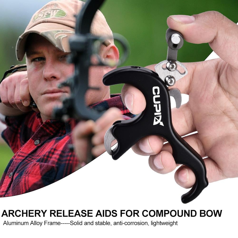Compound Archery Bow Release Aids 3 Or 4 Finger Grip Thumb Caliper Trigger Alloy