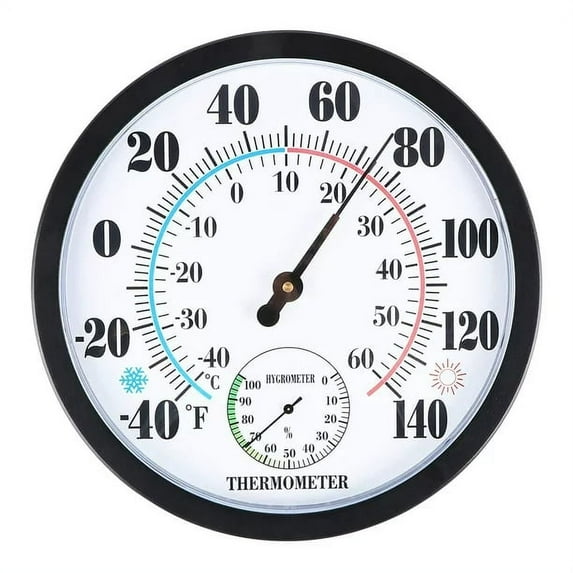 Thermometer Indoor Outdoor 10" Patio Large Wall Thermometer and Hygrometer,No Battery is Required to Let You to See The Temperature and Humidity of The Day from a Distance