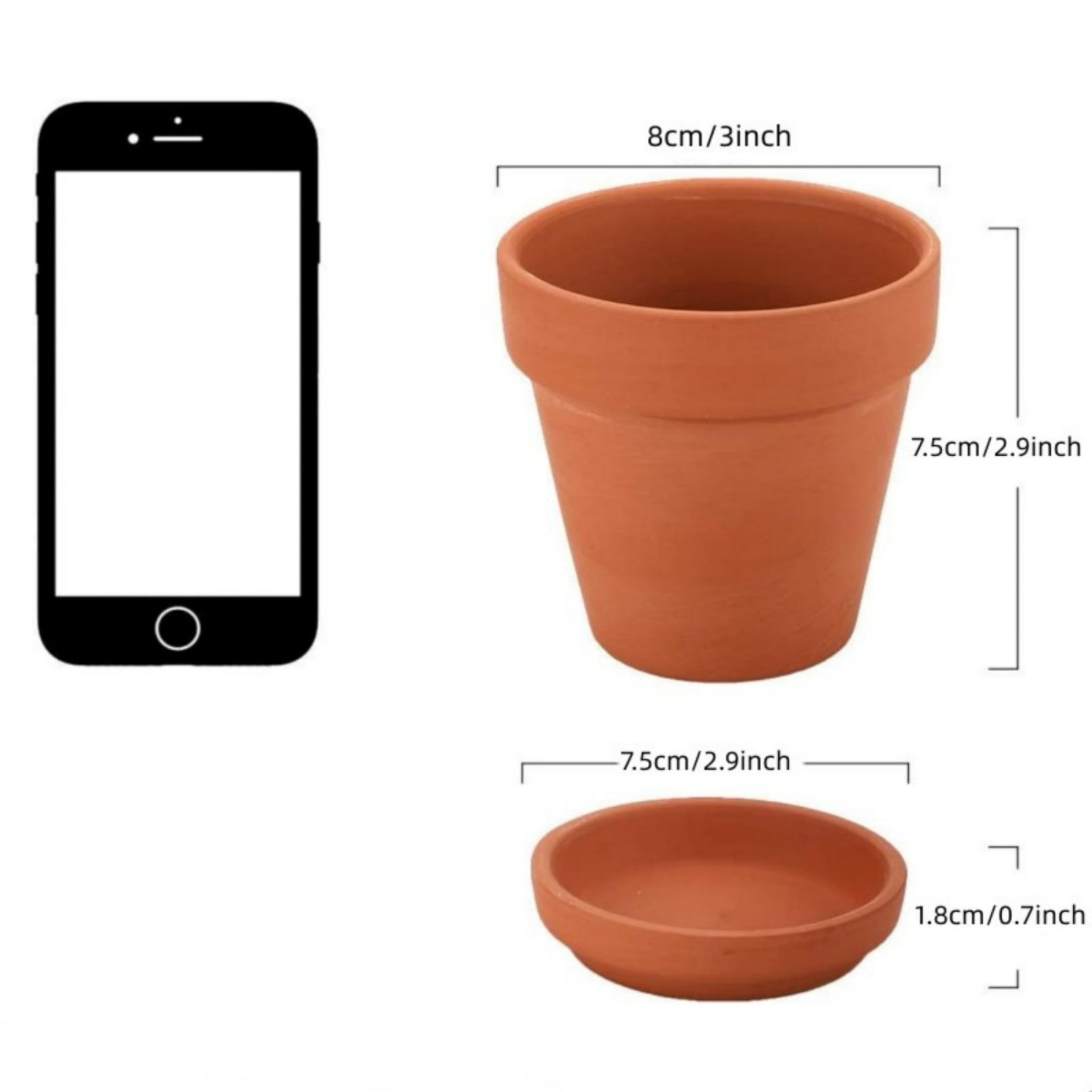3 Inches Small Terracotta Pots with Saucer, 4 Pack 3" Clay Pots and Saucers with 3pcs Mini Flower Plant Pot Tools for Succulent Display, Indoor, Outdoor