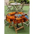 thumbnail image 3 of Outdoor Tablecloth with Umbrella Hole and Zipper, Blue Pumpkin Fall Round Table Cloth 54 Inch Waterproof Tablecloth, Thanksgiving Maple Leaves Farmhouse Picnic Table Cover for Patio Camping, 3 of 7