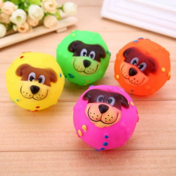 Top pet Cute Pet Puppy Dog Face Ball Molar Throwing Training Soft