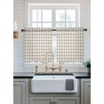 thumbnail image 2 of Beige Plaid Tier Curtains 36 Inch Length,Sheer Curtains for Bedroom Living Room Farmhouse Modern Simple Black Line Grid Points Short Kitchen Curtains Drapes for Small Half Window 27.5"x36" 2 Panels, 2 of 7