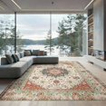 thumbnail image 2 of ODIKA 6'x9' Ultra-Soft Area Rug, Beige Vintage Dining Mosaic Distressed Scroll Neutral Cream Textured None Washable, Bare feet friendly, Silk-Touch for Guest Room, Bedroom, 2 of 7