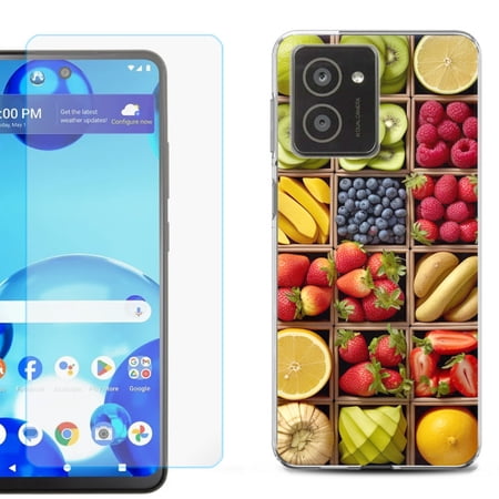 For HMD Vibe Shockproof Phone Case Cover with Tempered Glass Screen Protector by OneToughShield - Fruit Box