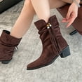thumbnail image 6 of Wowcloth Women's Fashion Casual British Style Low-Heel Tassel Pointed-Toe Ankle Boots – Sleek Design with Arch Support for Everyday Wear, 6 of 8