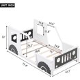 thumbnail image 6 of Platform Bed, Twin Size Classic Car-Shaped Wooden Platform Bed with Wheels/Headboard/Footboard/Doors/Windows, 6 of 7