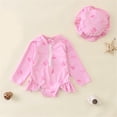 thumbnail image 5 of LRen Toddler Swimsuit Girl Rash Guard Bathing Suit One Piece Long Sleeve Zip Up Bathing Suit with Sun Protection Hat for 18-24 Months, 5 of 5