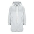 thumbnail image 4 of XIAONU Womens Hoodies Loose Fit Long Sleeve Zip Up Long Hooded Jacket Side Pockets Solid Color Winter Drawstrings Hoodie Coat, 4 of 4