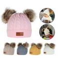 thumbnail image 2 of ZOELNIC Baby Toddler Kids Warm Knitted Fur Pom Bobble Hats Boy Girls Beanie Caps Winter, 2 of 12