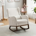 thumbnail image 6 of Rocking Chair Nursery Glider Chair with Foot Rest, Nursery Rocking Chairs with Rubber Wood Legs Side Pocket, Nursing Chair, Accent Rocker Arm Chair for Baby Bedroom, Living Room, 6 of 6