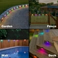 thumbnail image 5 of Solar Deck Lights 8 Pack Solar Fence Light Solar Powered Outdoor Step Light IP65 Waterproof LED Solar Pathway Light for Deck Fence Railing Garden Patio Stair Yard (Brown Shell,Colorful Lighting), 5 of 6