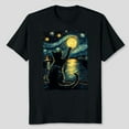 thumbnail image 3 of Black Cats Lover Starry Night Vincent van Gogh T-Shirt, Men's And Women's Graphic Tee 100% Cotton by TBun, Full Sizes S-5XL, 3 of 5