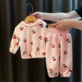 thumbnail image 5 of CSCHome Fall down Pajama Tops&pants Set Winter Warm Fleece Sleepwear down Long Sleeve for Infants 9 M-6 Y, 5 of 7
