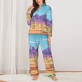 thumbnail image 2 of Daiia Pixel Desert Landscape for Women's Long-Sleeved Pajama Set – Soft & Comfortable Sleepwear Button-Up Pajamas Cozy Lounge Wear-Large, 2 of 7