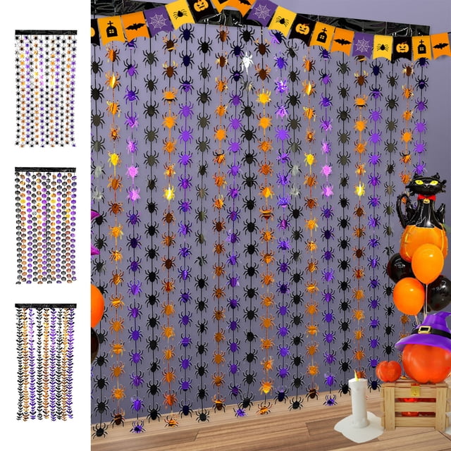 Cortina de Lluvia de Halloween de 2 M (6,56 Pies) para Fiestas Temáticas de Fantasmas, de Plástico, 100 X 200 Cm | Decoración Espeluznante para Fiestas de Halloween | Fácil Instalación | Materiales d