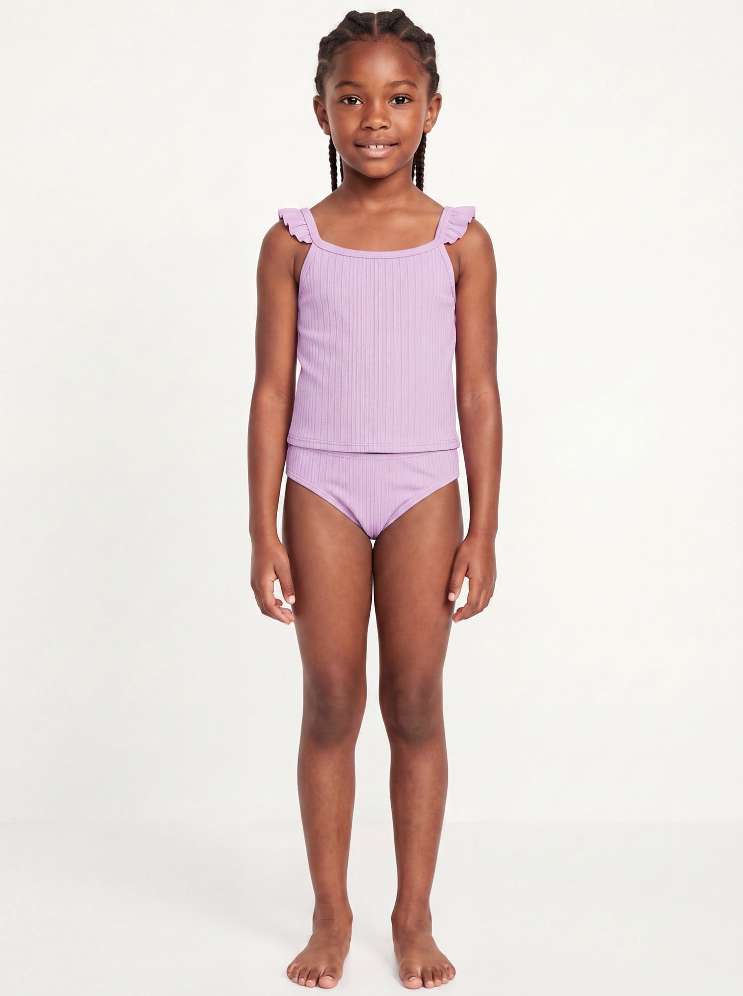 Ocean Gear Girls Two Piece Solid Rib Swim Set, Sizes 4-18