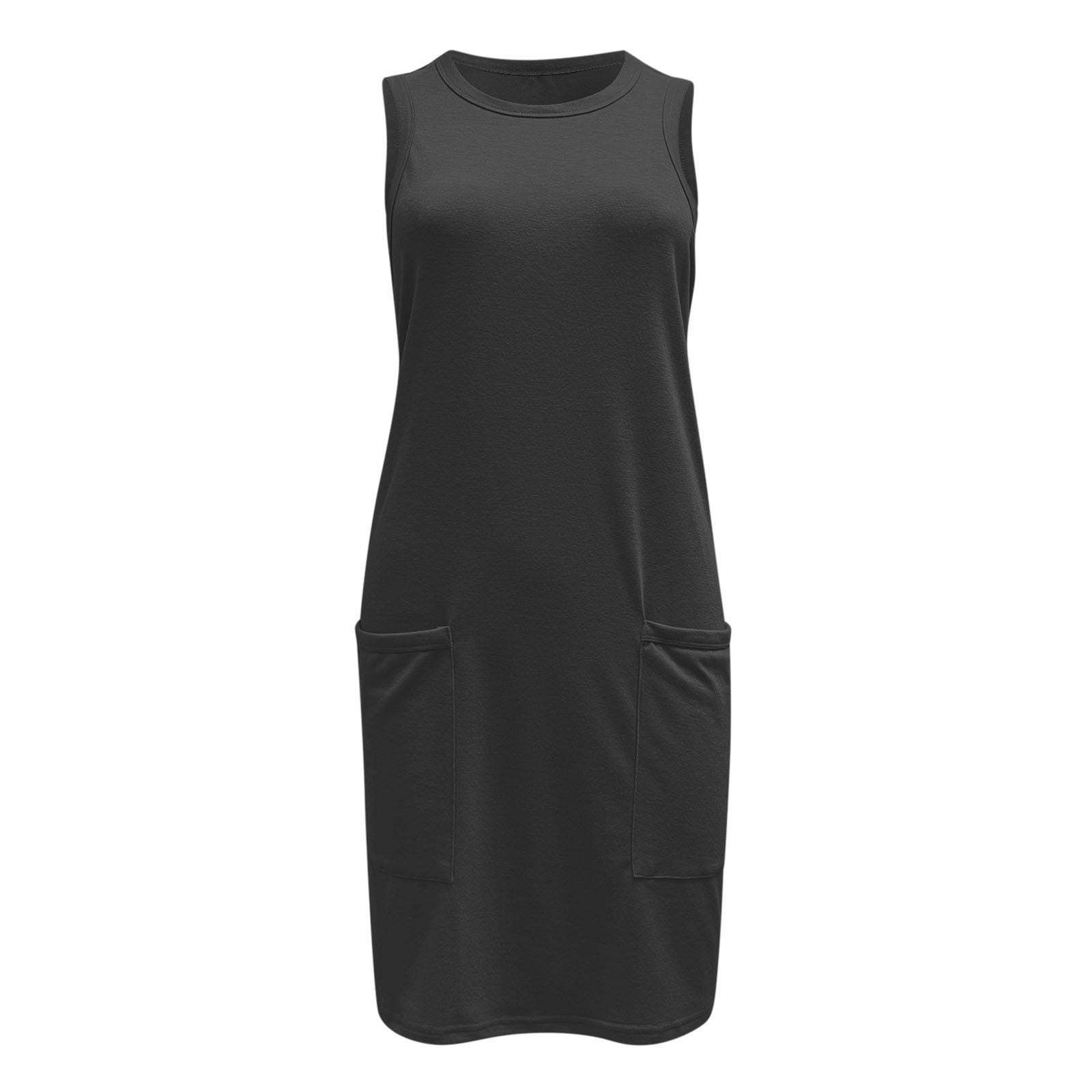 DHFJKG Dresses For Women Sleeveless Mini Dress T Shirt Loose Fit Tunic Workout Sport Tennis Athletic Dress With Pockets Trendy Dresses