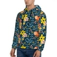 thumbnail image 3 of Bingfone Blue Floral Men'S Drawstring Hoodie Long Sleeve Pocket Sweatshirts-4x-Large, 3 of 9