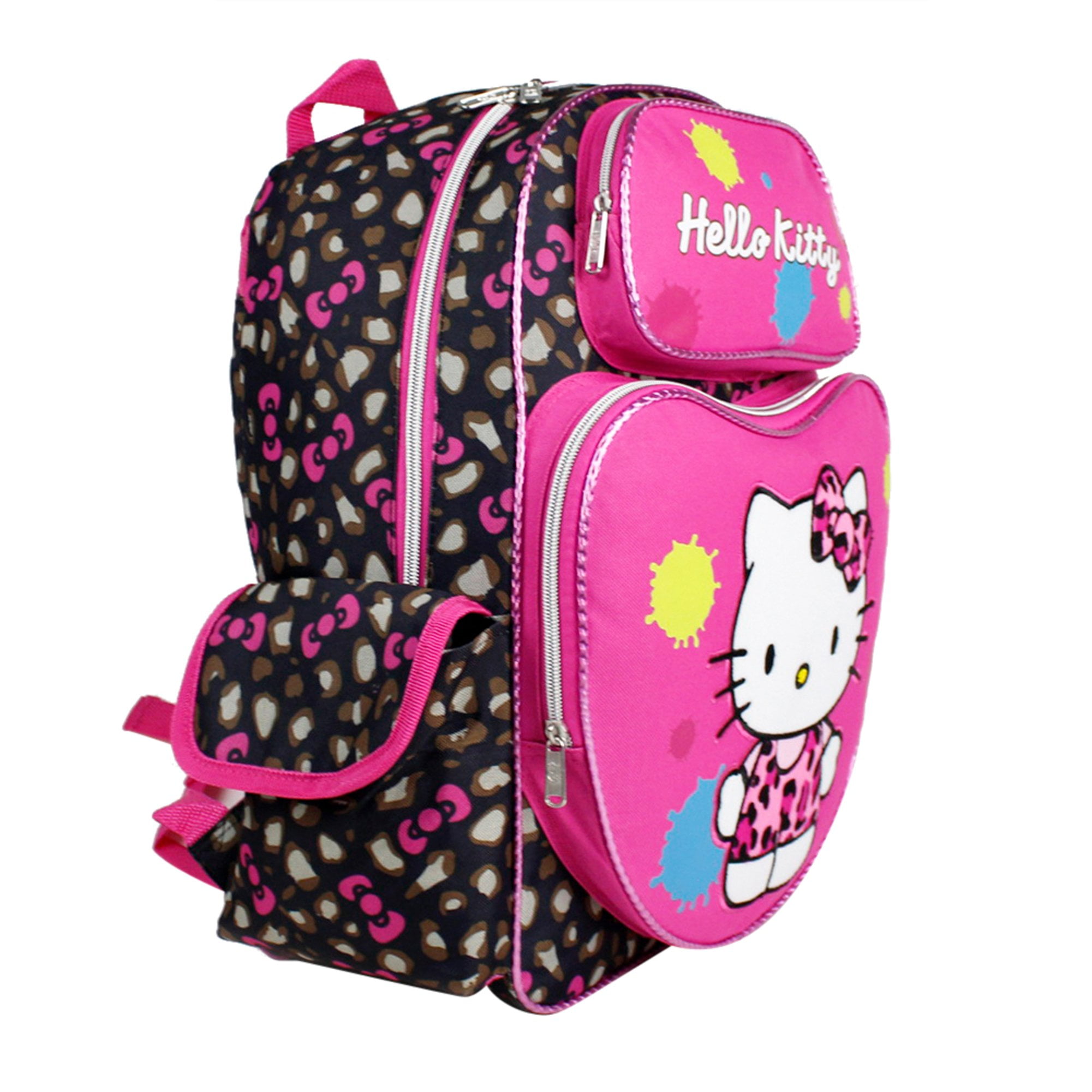 Sanrio Hello Kitty Cheetah 16" Large Girls Backpack with Heart Pocket