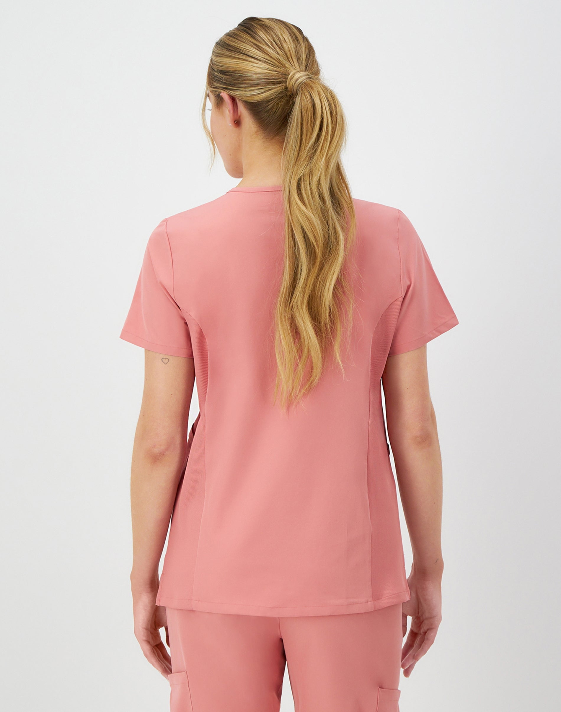 Hanes Comfort Fit Scrubs Women's Scrub Top Rose Ranch Pink L