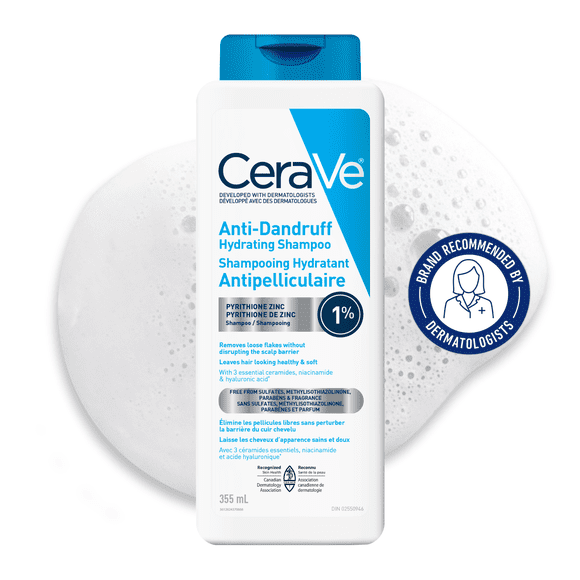 CeraVe Shampooing Hydratant Antipelliculaire, Shampooing Testé avec 1 % Pyrithione de Zinc, 355 ml