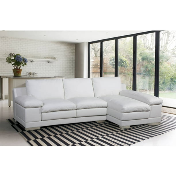 Adrian Contemporary Bonded Leather 2 Piece Sectional Sofa Right Facing Chaise Walmart Com Walmart Com