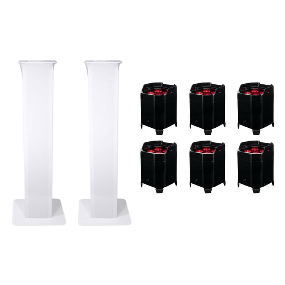 6) American DJ ADJ ELEMENT HEX Rechargeable Wireless DMX Lights+2) Totem Stands