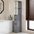 thumbnail image 3 of S-HOME Vertical Design Storage Narrow Wood Bathroom Cabinet with Two Drawers and Open Shelves for Organized Space Saving Storage, Grey, 3 of 6