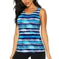 thumbnail image 2 of Picia Ice Blue Stripes Pattern Women's Workout Tank Top,Breathable Activewear,Slim Fit Athletic Top,Versatile Workout Moisture-wicking top-Medium, 2 of 9