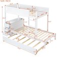 thumbnail image 4 of uhomepro Twin over Twin Bunk Bed with Desk and Trundle, USB Charging Station and 3 Drawers, Solid Wood Bunk Bed Frame for Kids Teens Adults, Maximum Space Design, No Box Spring Required, White, 4 of 10