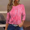 thumbnail image 2 of ZQUUVOU Women's T-Shirts Casual Print Crew Neck 3/4 Sleeve Tops(B-Hot Pink,4XL), 2 of 4
