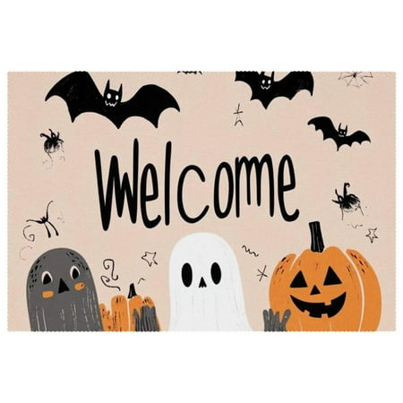 

HOHODIY Rectangular Halloween Placemats Non-Slip Heat Resistant Place Mats Machine Washable 12 x 18 Table Mats for Party Kitchen Dining Home Decor Fun Welcome