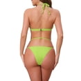 thumbnail image 3 of INSPIRAR CHIC Conjuntos de Bikini de Cadena de Corazón con Rhinestones para Mujeres, 2 Piezas, Top Halter y Parte Inferior Triangular, Trajes de Baño, Pequeño Verde, 3 of 5