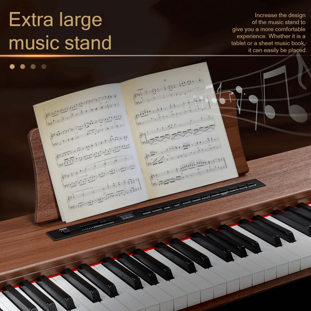 Tcbosik 88 Keys Full Weighted Keyboard Piano with Stand & Triple Pedals, Digital Piano with Headphone and Power Adapter, Black & Walnut